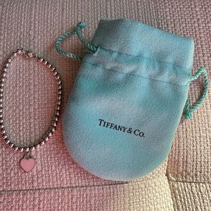 Tiffany & Co. Silver Heart Baby Pink Bracelet